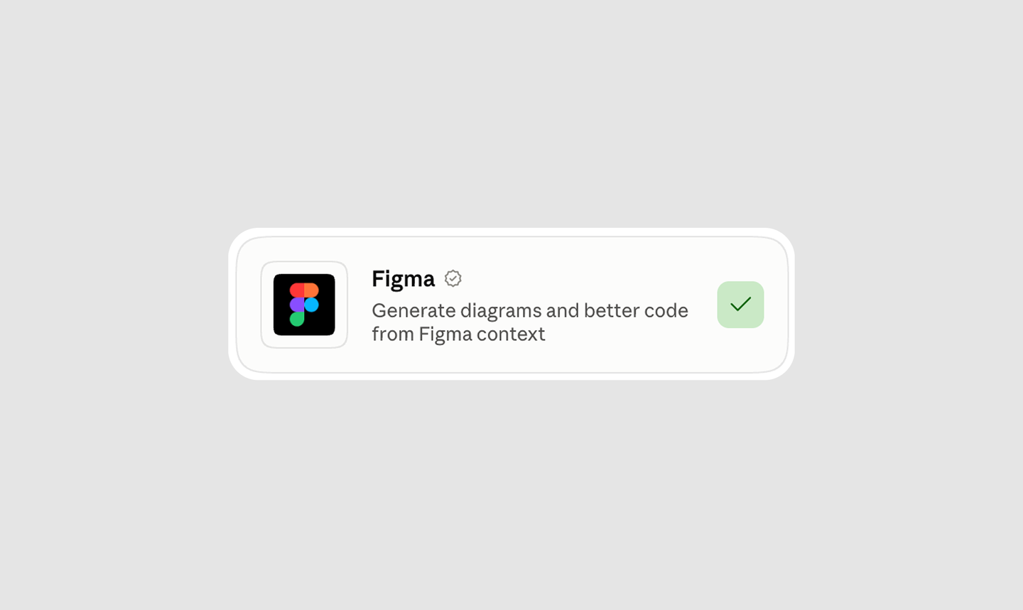 The Figma connector card with a green check